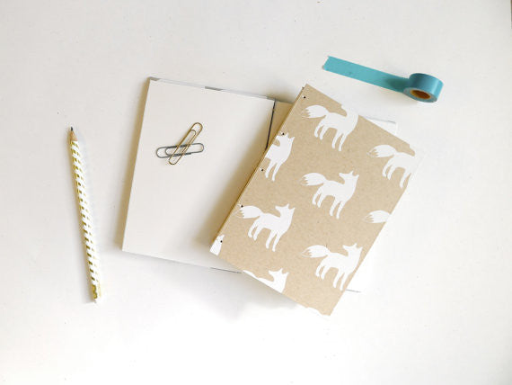 Fox Coptic Notebook White Silhouette // by Middle Dune
