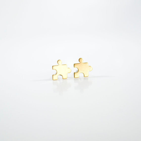 Brass Puzzle Piece Studs