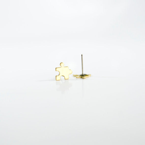 Brass Puzzle Piece Studs