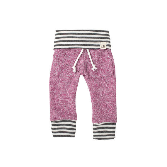 Plum and Grey Stripe Kids / Baby Sweatpants