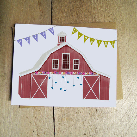 Happy Wedding Barn Card