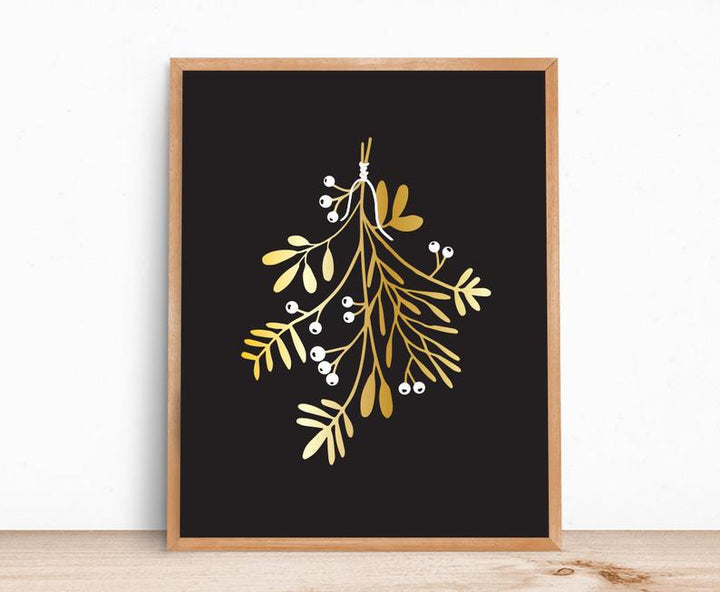 Sprigs & Berries Gold Foil 8x10 Print