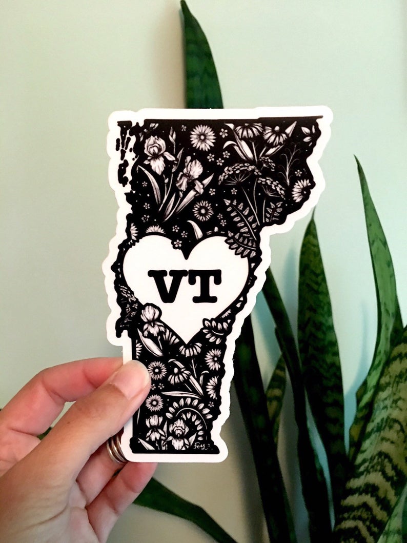 Floral Vermont Sticker