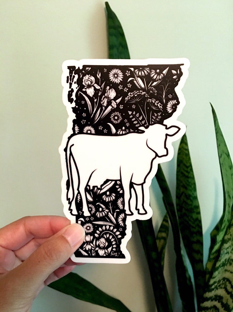 Floral Vermont Sticker