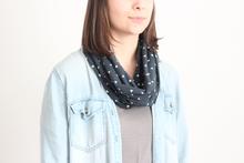 Cotton Jersey Infinity Scarf - Navy Confetti Triangle