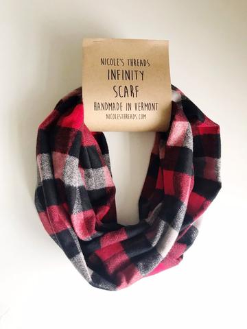Red, Black and Grey Flannel Infinity Scarf