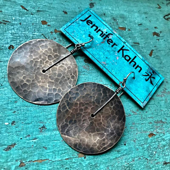 Brass Disk Earrings - Medium