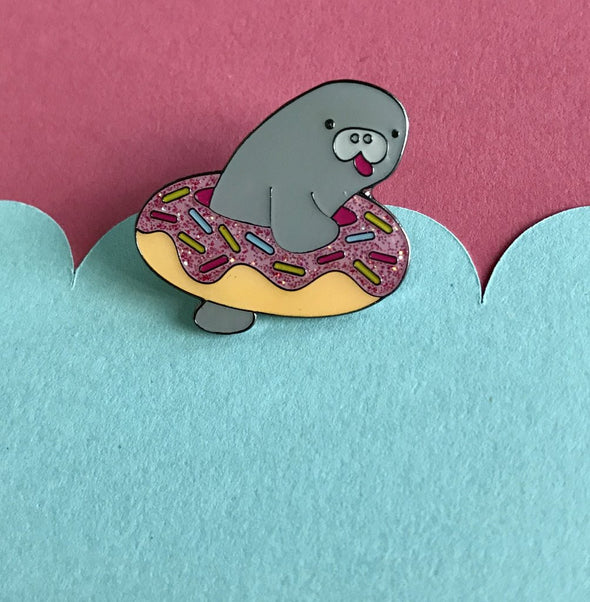 I Love Donuts Manatee Pin