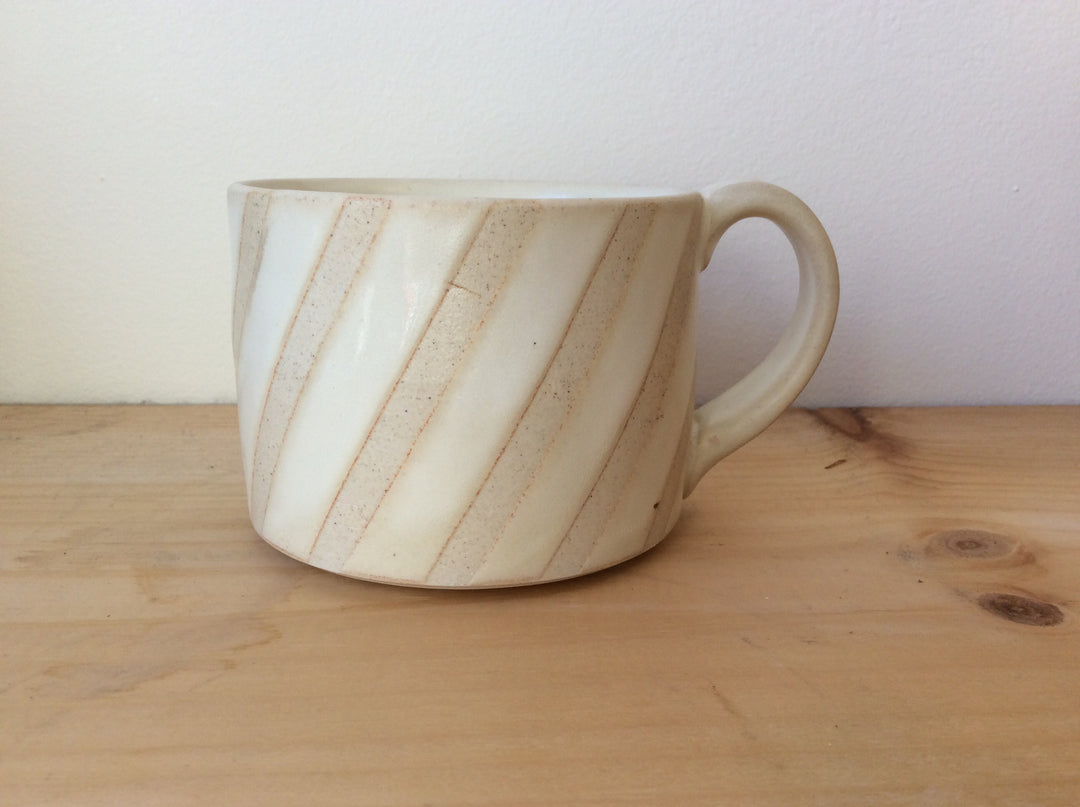 Cream Diagonal Stripes Mug
