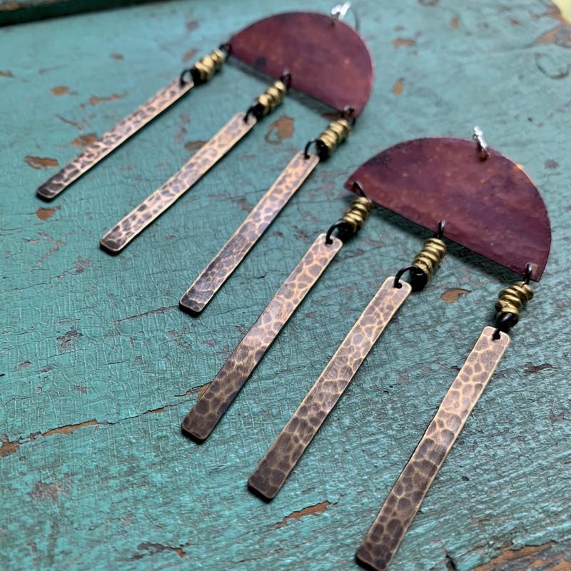 Copper Sun Ray Earrings