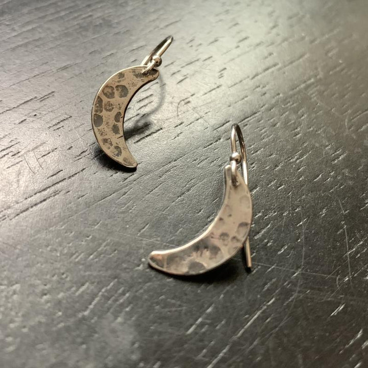 Tiny Moon Earrings - Silver