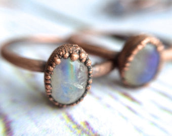 Rainbow Moonstone Ring