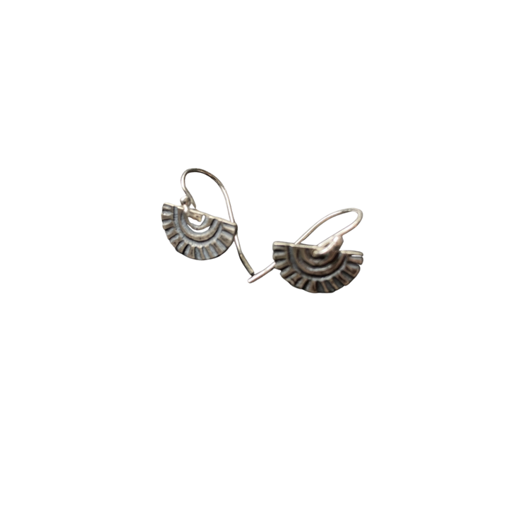 Tiny Silver "Sun-Bow" Earrings (upward facing, loose bow)