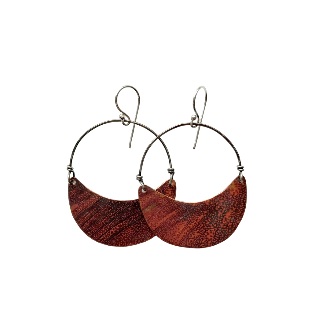 Copper Crescent Earrings - Medium