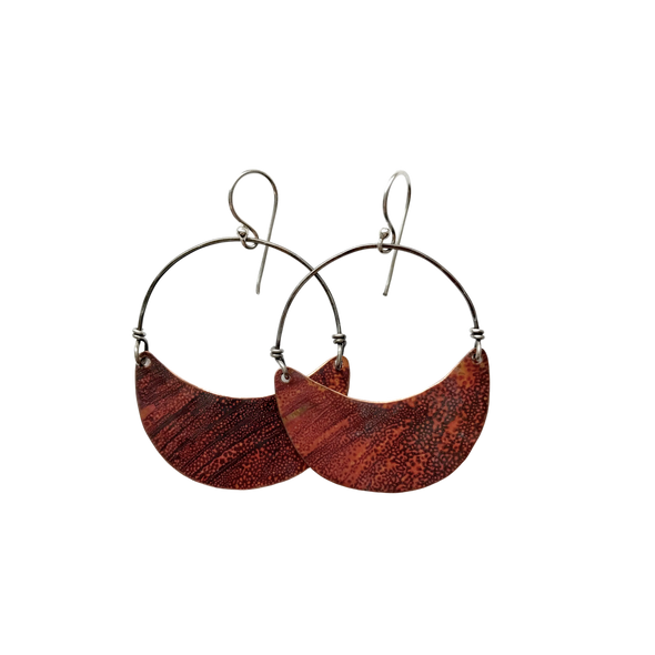 Copper Crescent Earrings - Medium