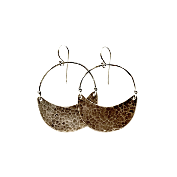 Silver Crescent Earrings Medium