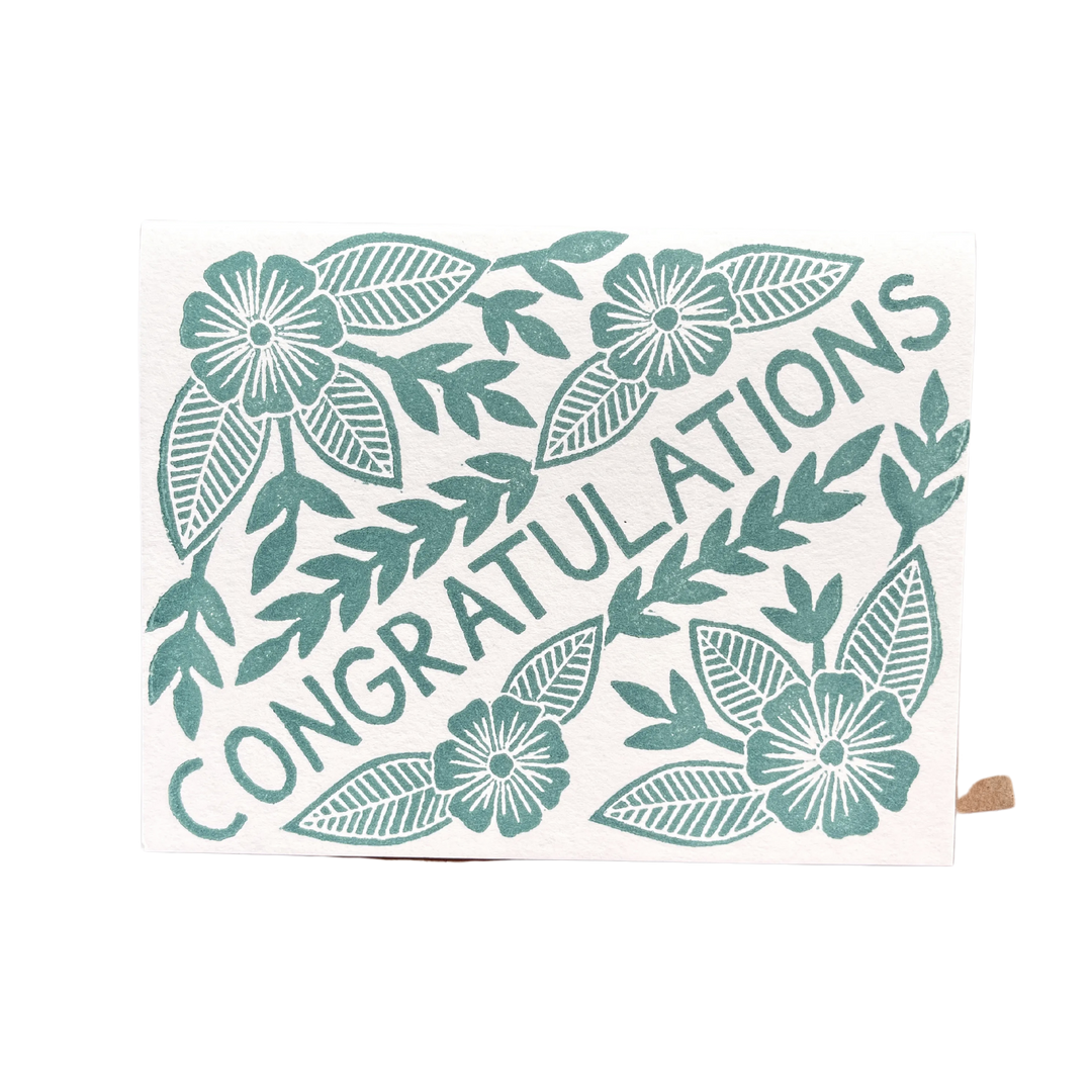 "Congratulations" Block Printed Greeting Card