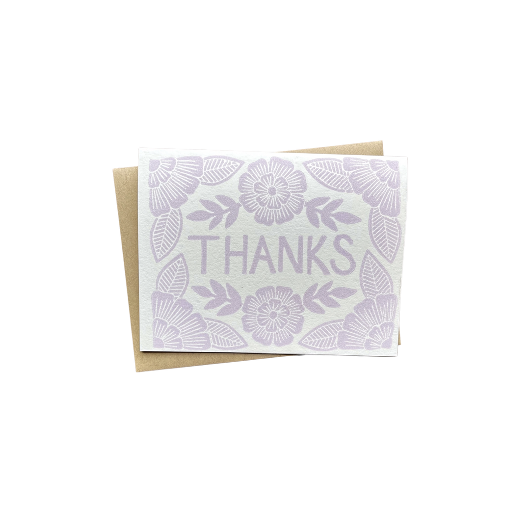 "Thanks" Block Printed Greeting Card