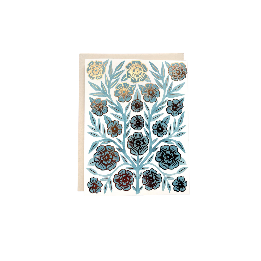 Teal Floral Foil Stamped Cards