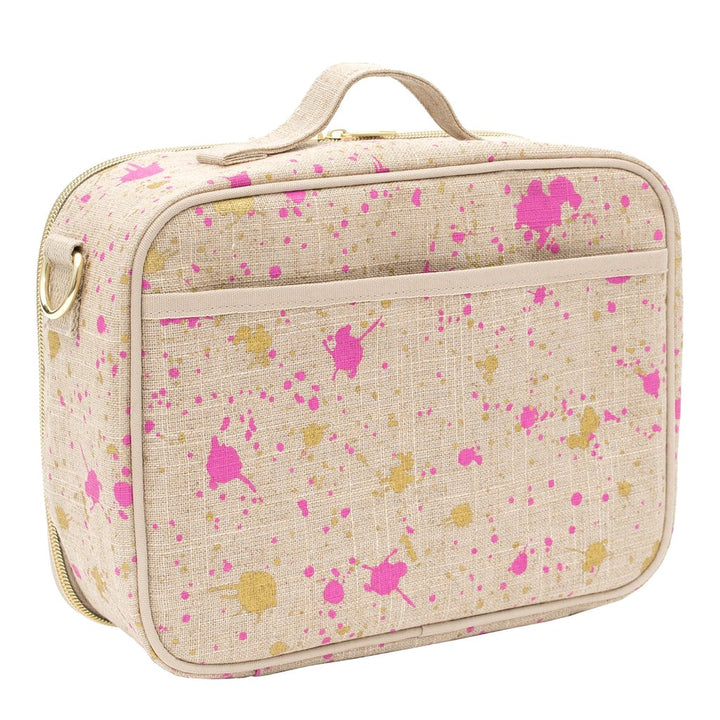 Linen Fuchsia and Gold Splatter Lunch Box