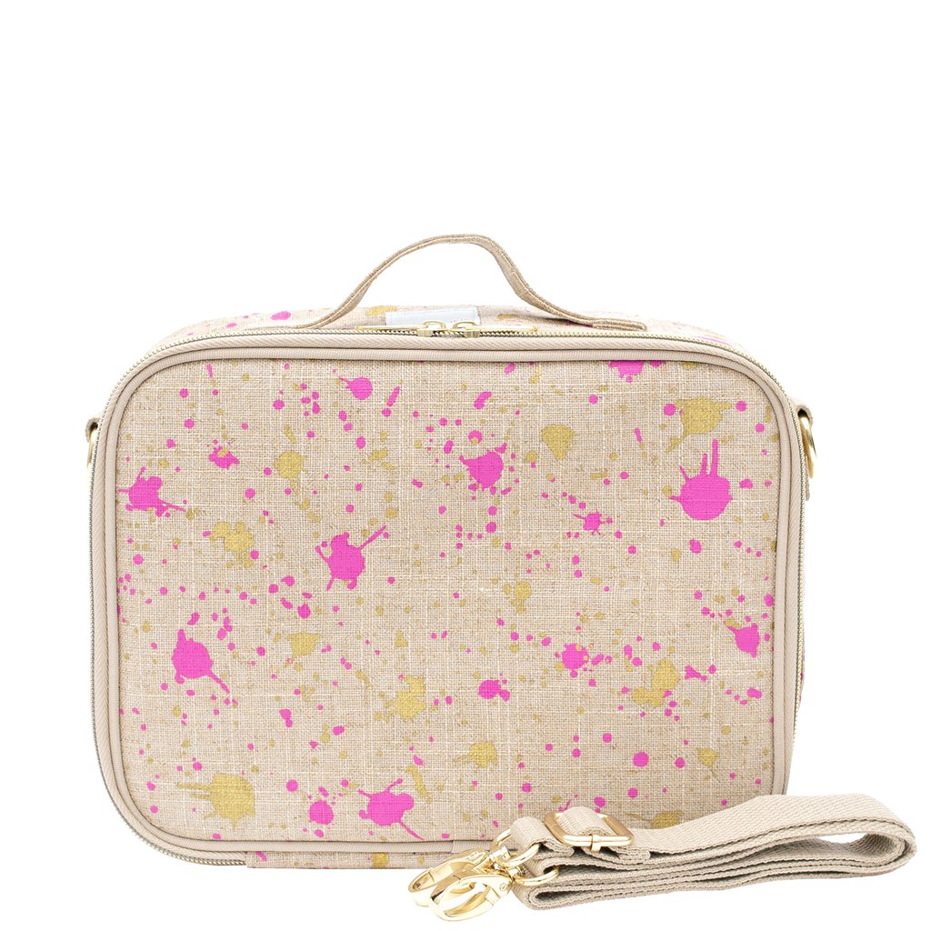 Linen Fuchsia and Gold Splatter Lunch Box
