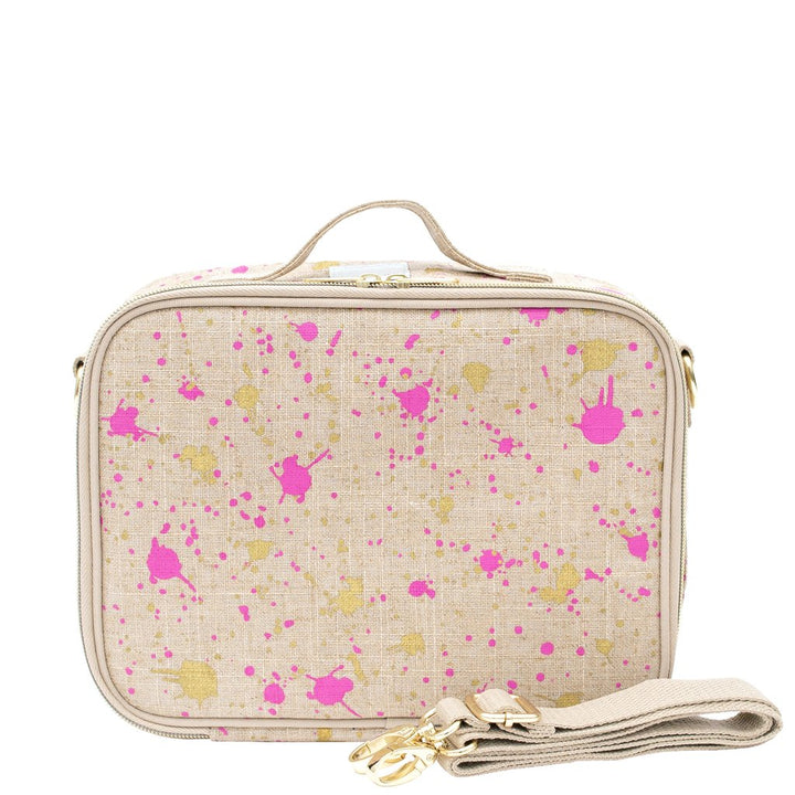 Linen Fuchsia and Gold Splatter Lunch Box