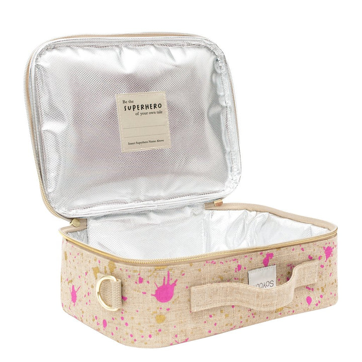 Linen Fuchsia and Gold Splatter Lunch Box