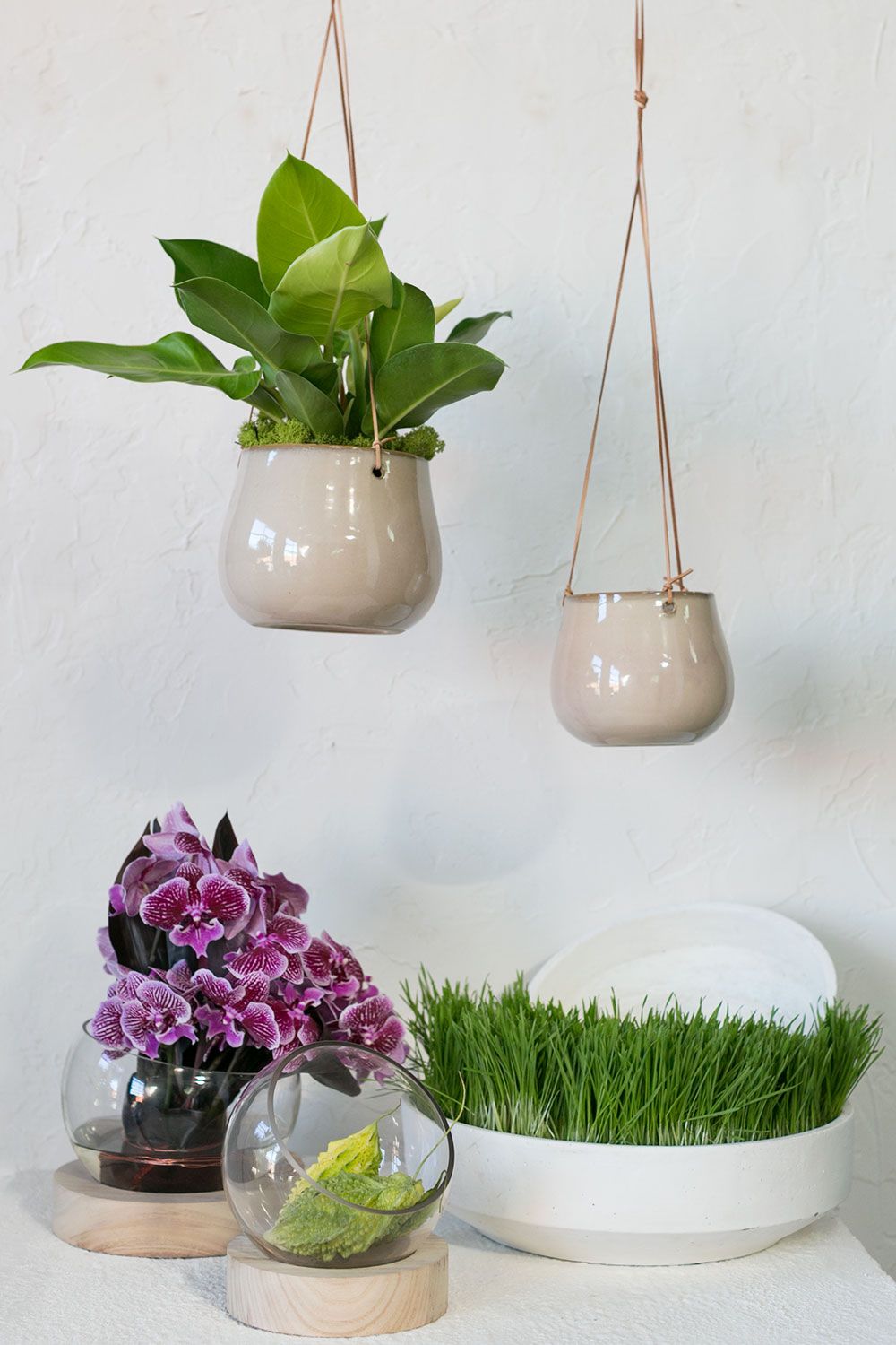 Beige Hanging Planter