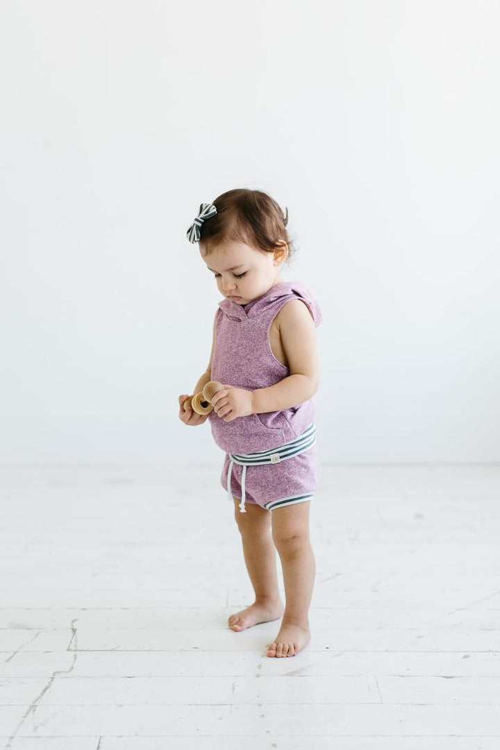 Plum and Grey Stripe Beach Shorties