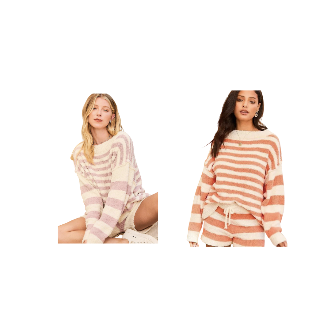 Mock Neck Stripe Oversize Sweater