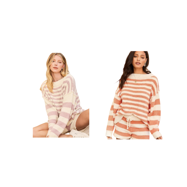 Mock Neck Stripe Oversize Sweater