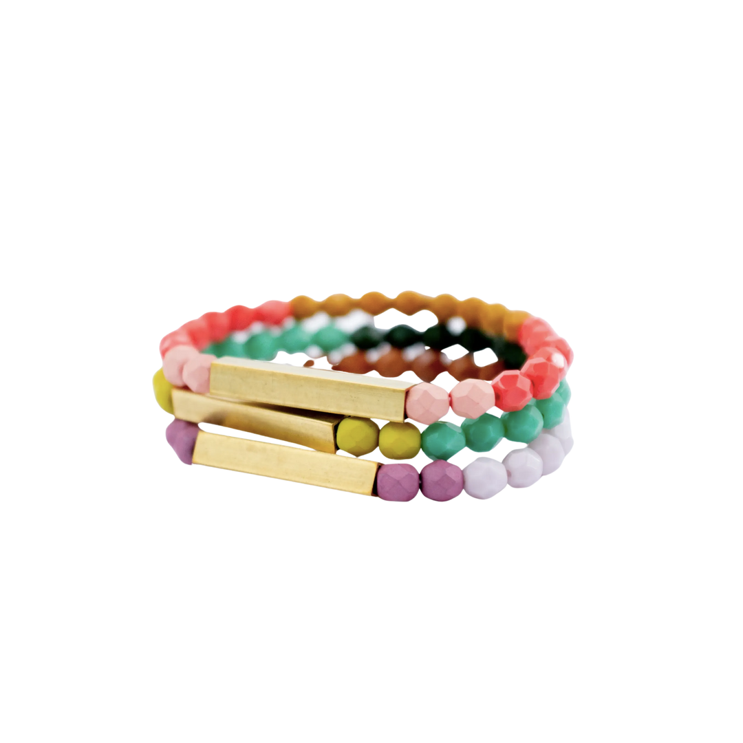 Colorful Bead + Brass Bracelet