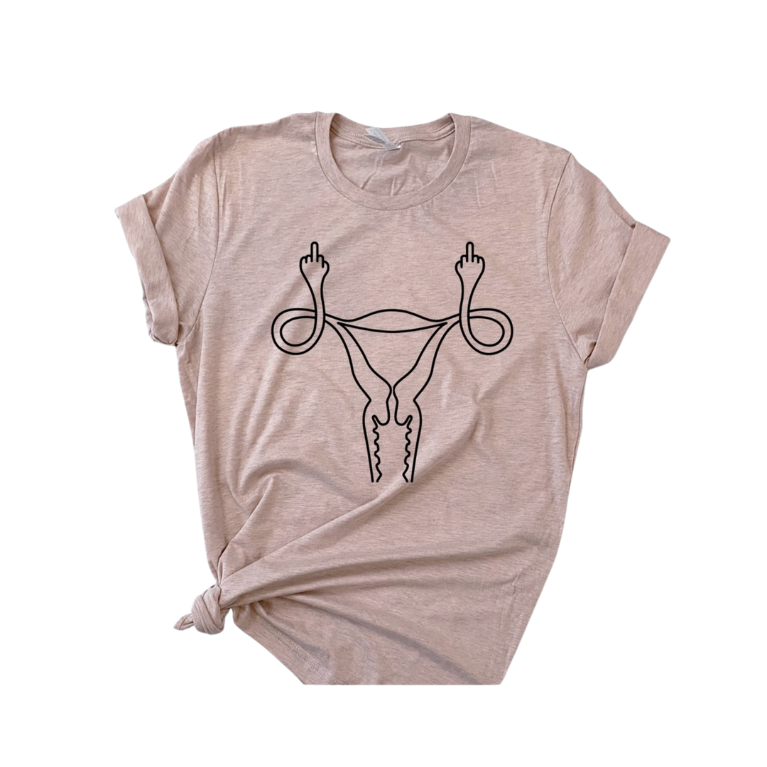 Middle Finger Uterus - Pro Choice Roe Vs Wade T-Shirt
