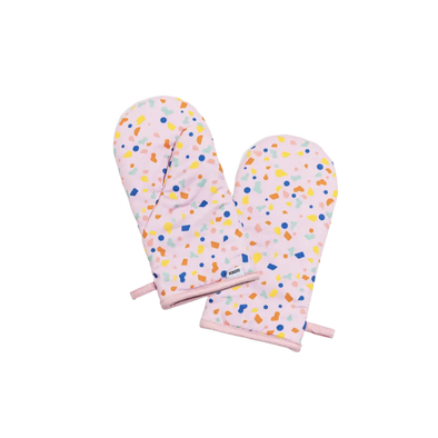Oven Mitts in Pink Confetti