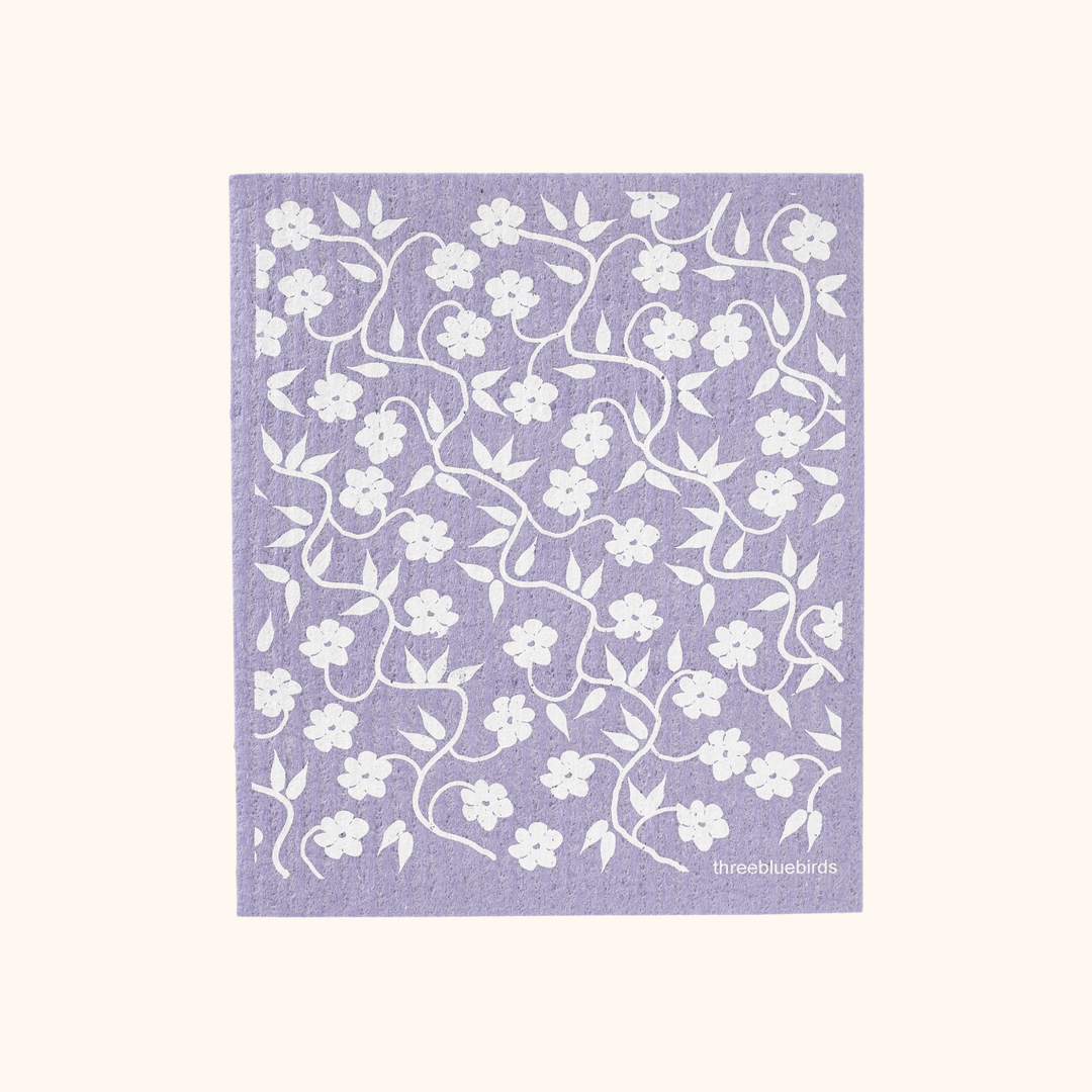 Vines on Purple Swedish Dishcloth