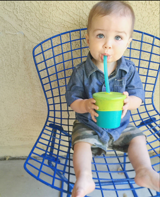 Cup with straw - 8 oz Silicone - Assorted Colors