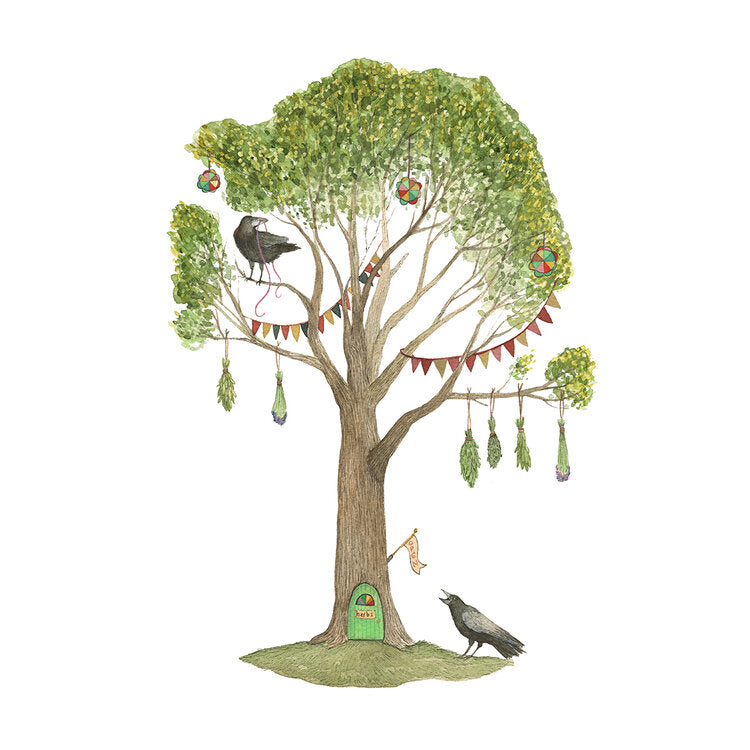 Woodland Garden: Sage Visits The Herb Tree - Art Print