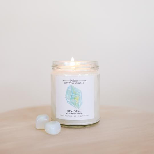 Sea Opal Crystal Candle