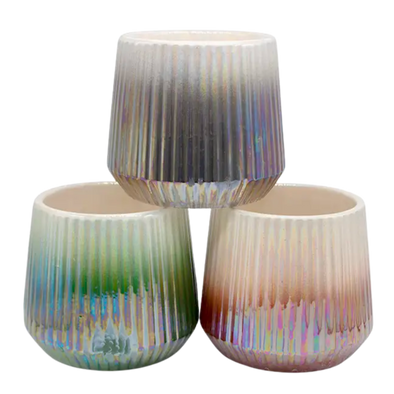 Three Gradient Coloured Glazed Pots