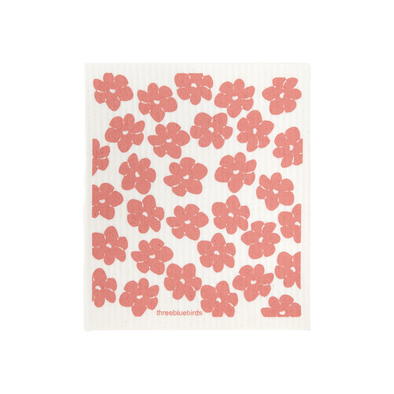 Coral Poppies Swedish Dishcloth