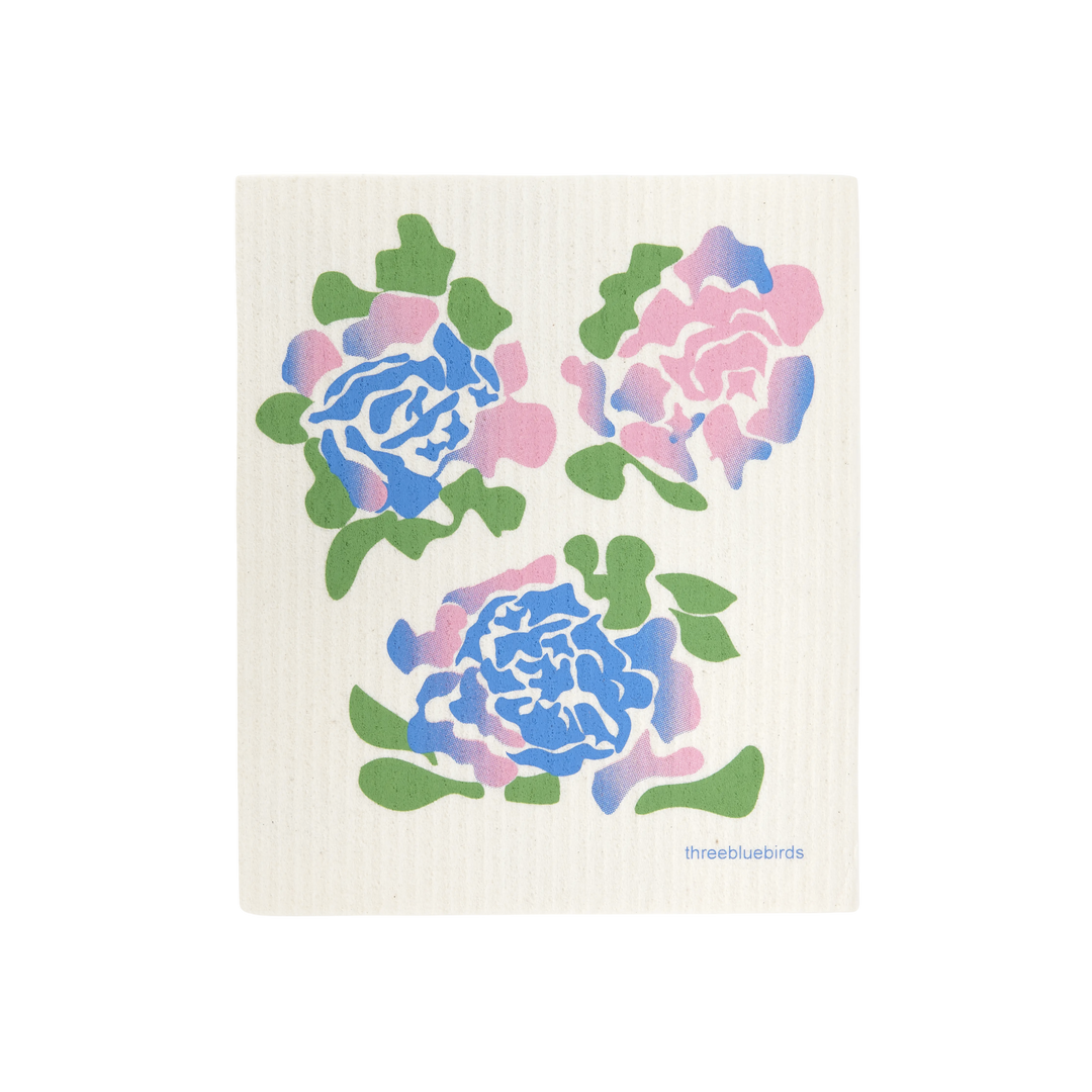 Hydrangea on white Swedish Dishcloth