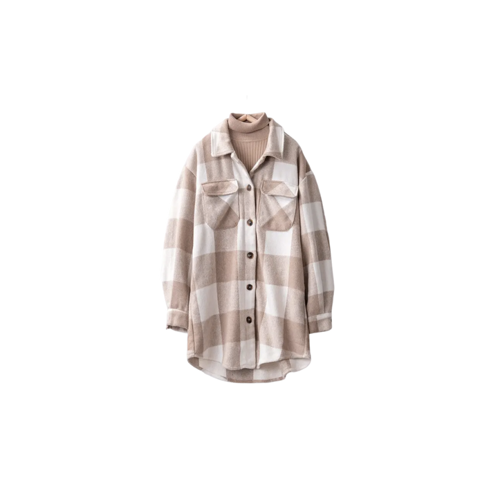 Oversized Gingham Curved Hemline Shacket