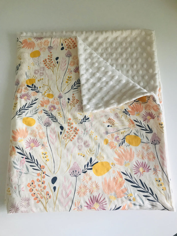Organic Cotton Jersey + Minky Baby Blanket - Wispy Daybreak